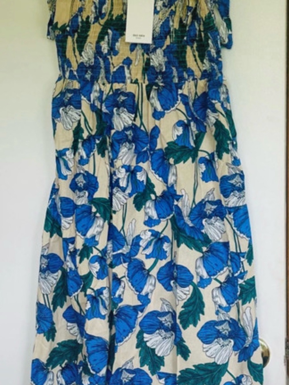 Floral Blue & Cream Summer Maxi Dress
